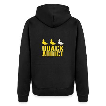Duck Lover Quack Addict - Unisex Premium Bio Zip Hoodie - Schwarz - Hinten - Nico (187cm)