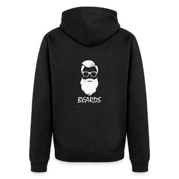 Beards Bärte - Unisex Premium Bio Zip Hoodie - Schwarz - Hinten - Nico (187cm)