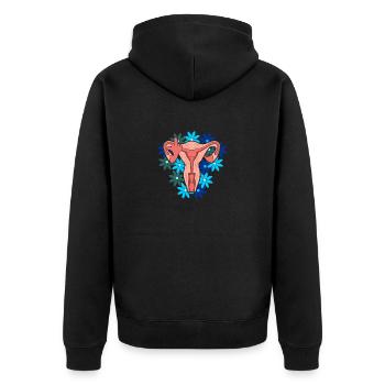 Uterus Vagina Scheide Mittelfinger Feminismus - Unisex Premium Bio Zip Hoodie - Schwarz - Hinten - Nico (187cm)