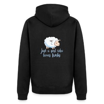 Nur ein Mädchen, das Lämmer Schäferei Geschenk liebt - Unisex Premium Bio Zip Hoodie - Schwarz - Hinten - Nico (187cm)