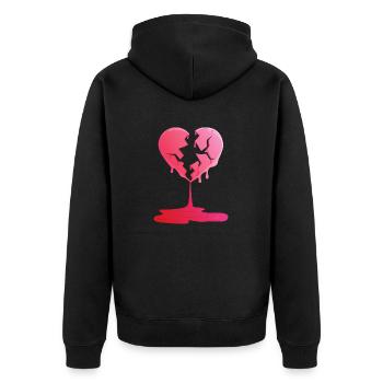 Broken heart this Valentine print. - Unisex Premium Bio Zip Hoodie - Schwarz - Hinten - Nico (187cm)