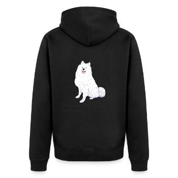 Samojede - Unisex Premium Bio Zip Hoodie - Schwarz - Hinten - Nico (187cm)