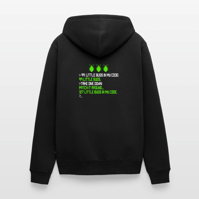 99 petits bugs dans mon code de codage de débogage Funn Veste à capuche bio Premium Unisexe
