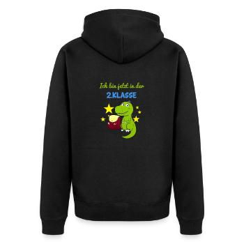 Ich Bin Jetzt In Der 2.Klasse Zweitklässler Dino - Unisex Premium Bio Zip Hoodie - Schwarz - Hinten - Nico (187cm)