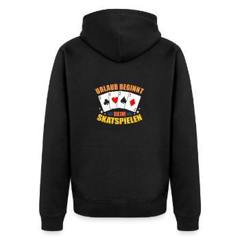 Skatspielen Skat Spielen Karten Kartenspiel - Unisex Premium Bio Zip Hoodie - Schwarz - Hinten - Nico (187cm)