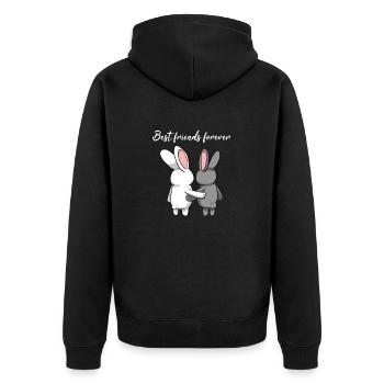 Best Friends Forever rabbit partner - Unisex Premium Organic Zip Hoodie - black - Back - Nico (187cm)