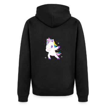 Einhorn tanzen dabbing Geschenk - Unisex Premium Bio Zip Hoodie - Schwarz - Hinten - Nico (187cm)