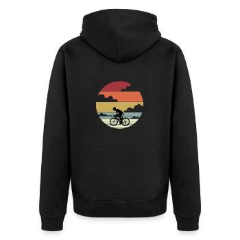 Sport T-Shirt Geschenkidee Triathlon Radfahren - Unisex Premium Bio Zip Hoodie - Schwarz - Hinten - Nico (187cm)