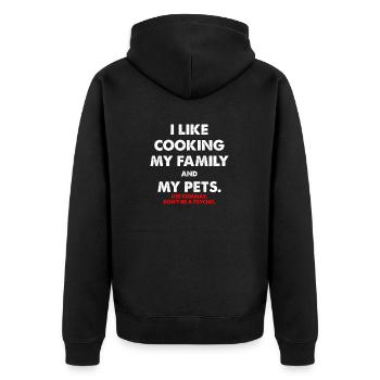 J'aime cuisiner ma famille et mes animaux de compagnie Grammer drôle - Veste à capuche bio Premium Unisexe - noir - Dos - Nico (187cm)