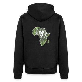 Roar Africa Map Lion Face Reggae Rasta Gift Design - Unisex Premium Organic Zip Hoodie - black - Back - Nico (187cm)