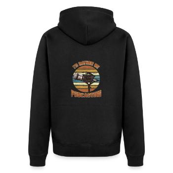 Podcast Radio Mikrofon Podcasting Geschenk - Unisex Premium Bio Zip Hoodie - Schwarz - Hinten - Nico (187cm)