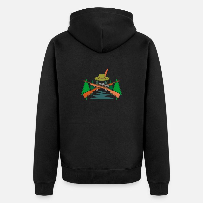 Chasseur symbole chasseur - Veste à capuche bio Premium Unisexe - noir