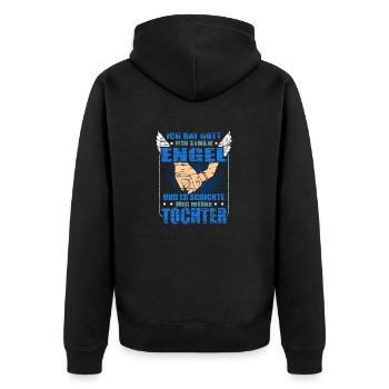 Vater Tochter Spruch Lustiges Papa Vatertag - Unisex Premium Bio Zip Hoodie - Schwarz - Hinten - Nico (187cm)