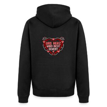 Altenpflege Herz Pflegekraft Demenz Spruch - Unisex Premium Bio Zip Hoodie - Schwarz - Hinten - Nico (187cm)