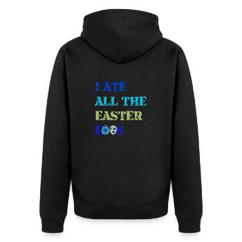 Funny Easter saying - Unisex Premium Organic Zip Hoodie - black - Back - Nico (187cm)