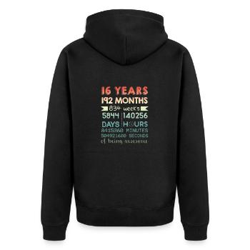 16e anniversaire-16 ans d'être génial - Veste à capuche bio Premium Unisexe - noir - Dos - Nico (187cm)