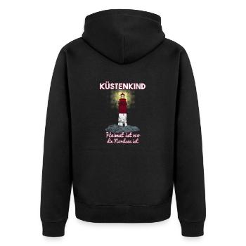 Kinder Der Küste Nordsee Küstenkind Kiel Norden - Unisex Premium Bio Zip Hoodie - Schwarz - Hinten - Nico (187cm)