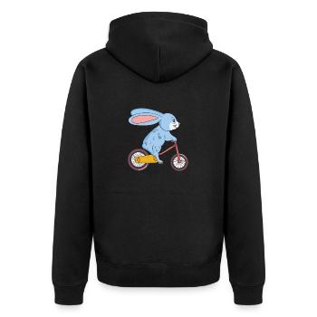 Hase am Fahhrad Ostern Mountain Bike Radfahrer Ge - Unisex Premium Bio Zip Hoodie - Schwarz - Hinten - Nico (187cm)