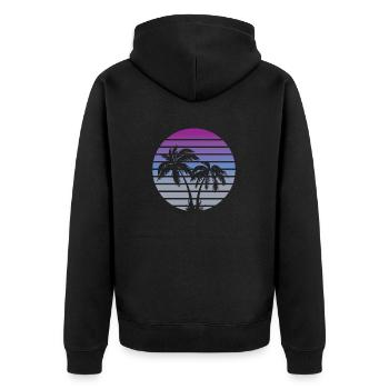 80s miami style beach palms - Unisex Premium Organic Zip Hoodie - black - Back - Nico (187cm)