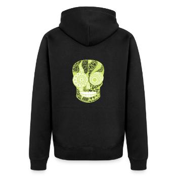 Neon Skull - Unisex Premium Organic Zip Hoodie - black - Back - Nico (187cm)