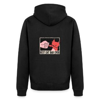 Bester Katzen Papa aller Zeiten bump fists Katze - Unisex Premium Bio Zip Hoodie - Schwarz - Hinten - Nico (187cm)