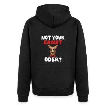 Not Your Ernst Oder? - Unisex Premium Bio Zip Hoodie - Schwarz - Hinten - Nico (187cm)