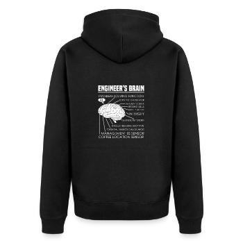 Engineer's Brain Problem Solving - Unisex Premium Bio Zip Hoodie - Schwarz - Hinten - Nico (187cm)