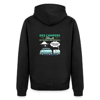 Des Campers Fluch Regen Und Besuch Camper Camping - Unisex Premium Bio Zip Hoodie - Schwarz - Hinten - Nico (187cm)