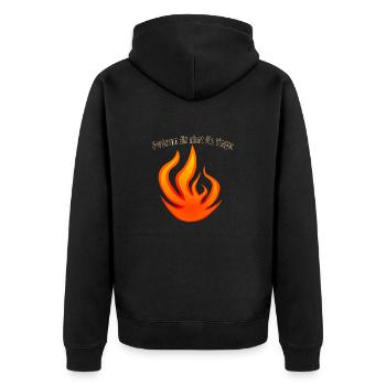 Feuer Flamme Verbrenn dir nicht die Finger - Unisex Premium Bio Zip Hoodie - Schwarz - Hinten - Nico (187cm)