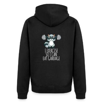Je fais de l'exercice pour manger du panda poubelle - Veste à capuche bio Premium Unisexe - noir - Dos - Nico (187cm)