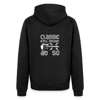 50th Guitar Birthday-Rockin' At 50 - Unisex Premium Bio Zip Hoodie - Schwarz - Hinten - Nico (187cm)