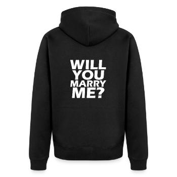 Will you marry me? Marriage proposal - Unisex Premium Organic Zip Hoodie - black - Back - Nico (187cm)