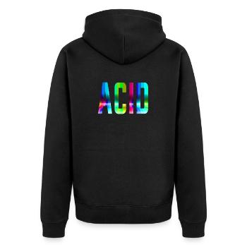 Acid House Techno Raver DJ Festival Party Geschenk - Unisex Premium Bio Zip Hoodie - Schwarz - Hinten - Nico (187cm)