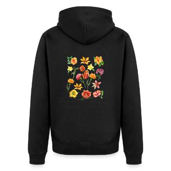 Botanical Orange Yellow Flower Power Wildflower - Veste à capuche bio Premium Unisexe - noir - Dos - Nico (187cm)