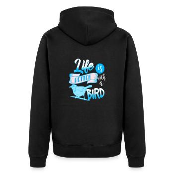 Der Vogel - Unisex Premium Bio Zip Hoodie - Schwarz - Hinten - Nico (187cm)