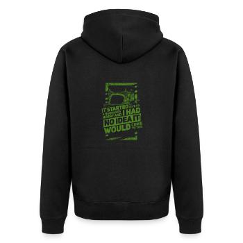 Sewing Sewing Machine Vintage - Unisex Premium Organic Zip Hoodie - black - Back - Nico (187cm)