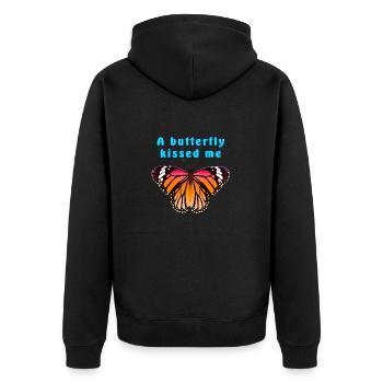 Papillon Un papillon m'a embrassé - Veste à capuche bio Premium Unisexe - noir - Dos - Nico (187cm)