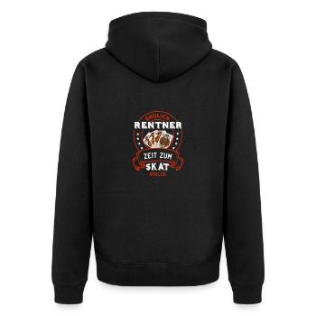 Skat Geschenk | Rentner und Skatspieler - Unisex Premium Bio Zip Hoodie - Schwarz - Hinten - Nico (187cm)