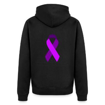Awareness Purple Ribbon Pancreatic Cancer E - Unisex Premium Organic Zip Hoodie - black - Back - Nico (187cm)