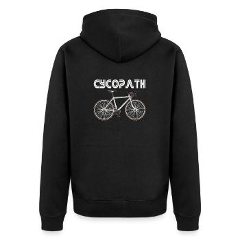 Cycopath Lustiger Fahrradradfahrer - Unisex Premium Bio Zip Hoodie - Schwarz - Hinten - Nico (187cm)