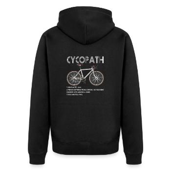 Cycopath Funny Bike Cycle Radfahrer Wortspiel Zitat Humor - Unisex Premium Bio Zip Hoodie - Schwarz - Hinten - Nico (187cm)