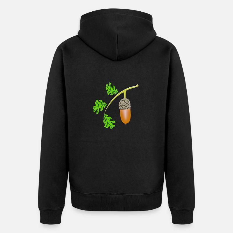 Eichel Blatt Eiche bea - Unisex Premium Bio Zip Hoodie - Schwarz
