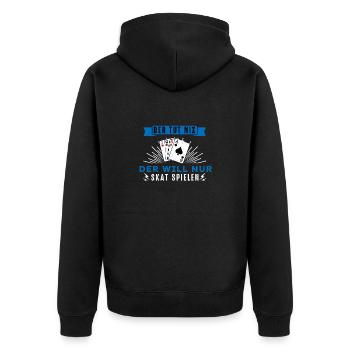 Der Tut Nix Der Will Nur Skat Spielen - Unisex Premium Bio Zip Hoodie - Schwarz - Hinten - Nico (187cm)