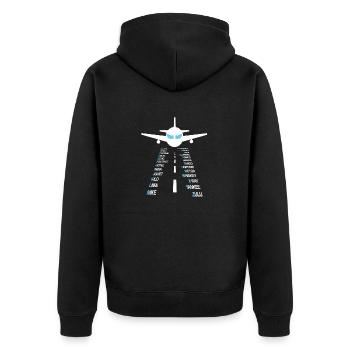 Phonetic alphabet flying pilot plane IPA - Unisex Premium Organic Zip Hoodie - black - Back - Nico (187cm)
