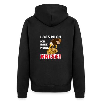Vogel Strauss Lass mich ich habe meine Krise - Unisex Premium Bio Zip Hoodie - Schwarz - Hinten - Nico (187cm)