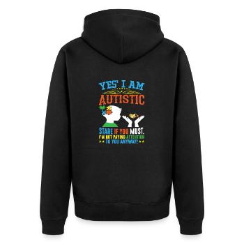 Yes, I am autistic - Unisex Premium Organic Zip Hoodie - black - Back - Nico (187cm)