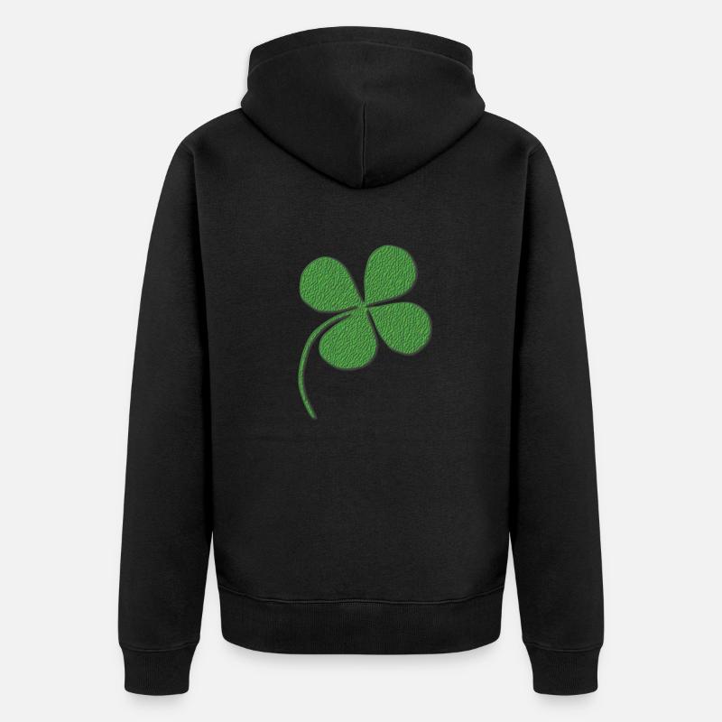 Kleeblatt vierblaettrig 3d - Unisex Premium Bio Zip Hoodie - Schwarz