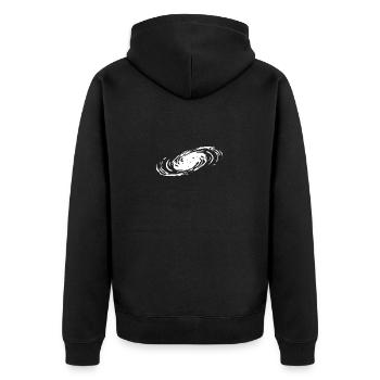 Schwarzes Loch - Unisex Premium Bio Zip Hoodie - Schwarz - Hinten - Nico (187cm)