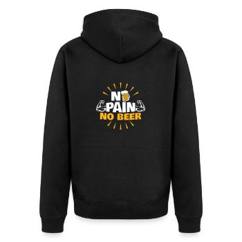 No Pain No Beer Strength training gift - Unisex Premium Organic Zip Hoodie - black - Back - Nico (187cm)