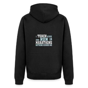 TShirt de marathonien pour enseignants - Veste à capuche bio Premium Unisexe - noir - Dos - Nico (187cm)